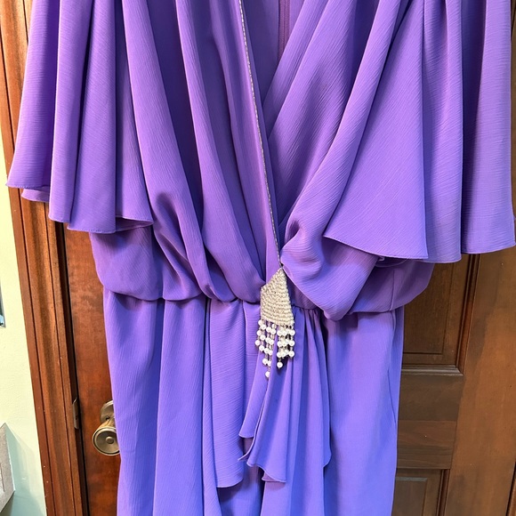 VTG Amazing 80s Lavender Pantsuit with Bling accents. By Nightworks Size 26w. - Picture 2 of 12